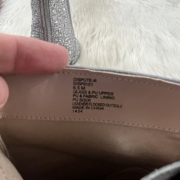 Steve Madden Size 6.5 Silver Dispute R Embellished Peep Toe Stiletto Boot - Picture 9 of 12